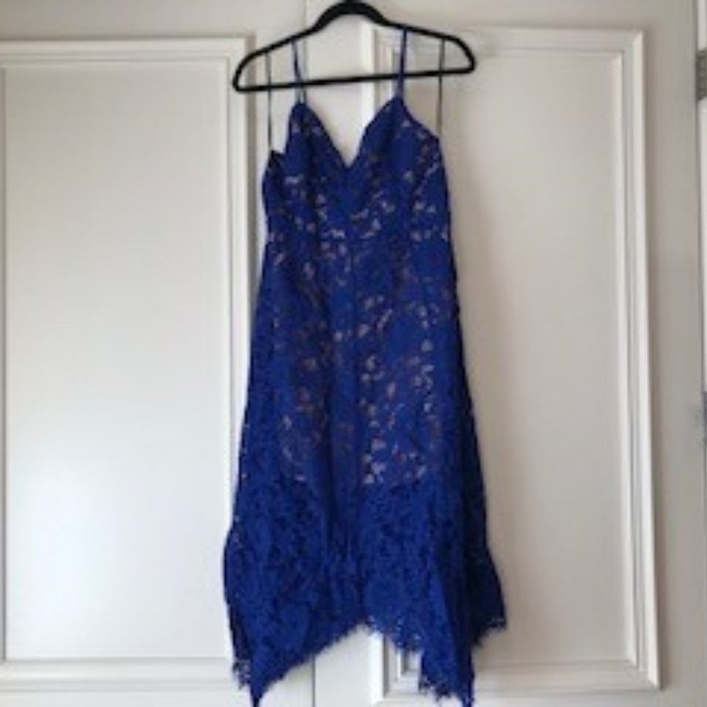Elegant One Wish Royal blue Lace Midi Dress